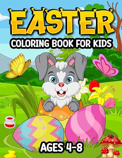 Easter Coloring Book For Kids Ages 4-8